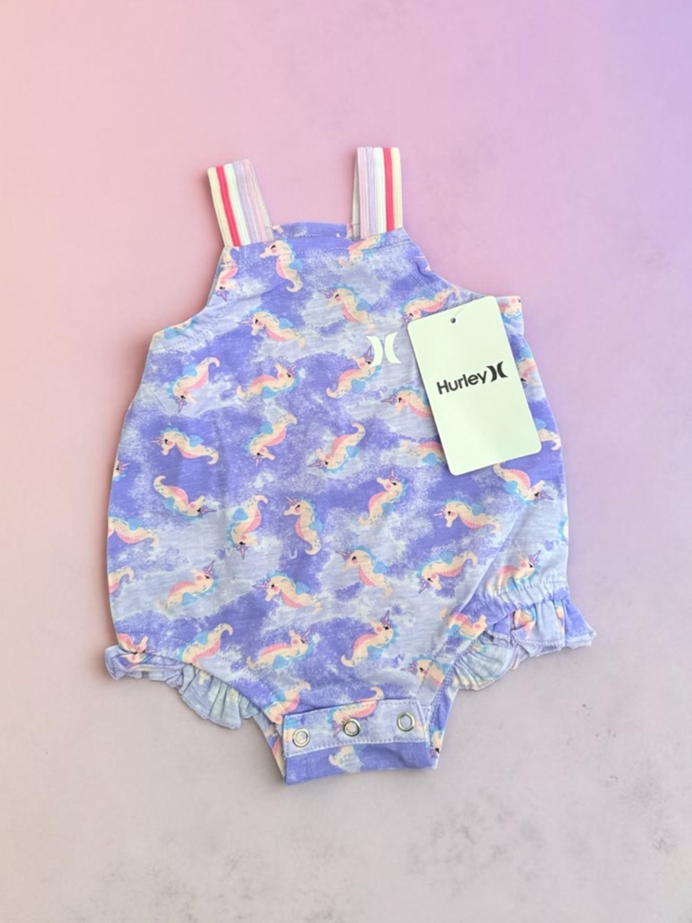 Hurley Purple Lavender Unicorn Baby Romper
